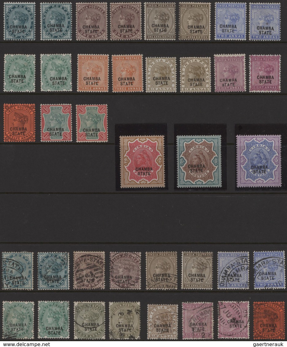 Indien - Konventionalstaaten: CHAMBA 1887-1947: Mint And Used Collection On Stock Pages, Not Complet - Sonstige & Ohne Zuordnung