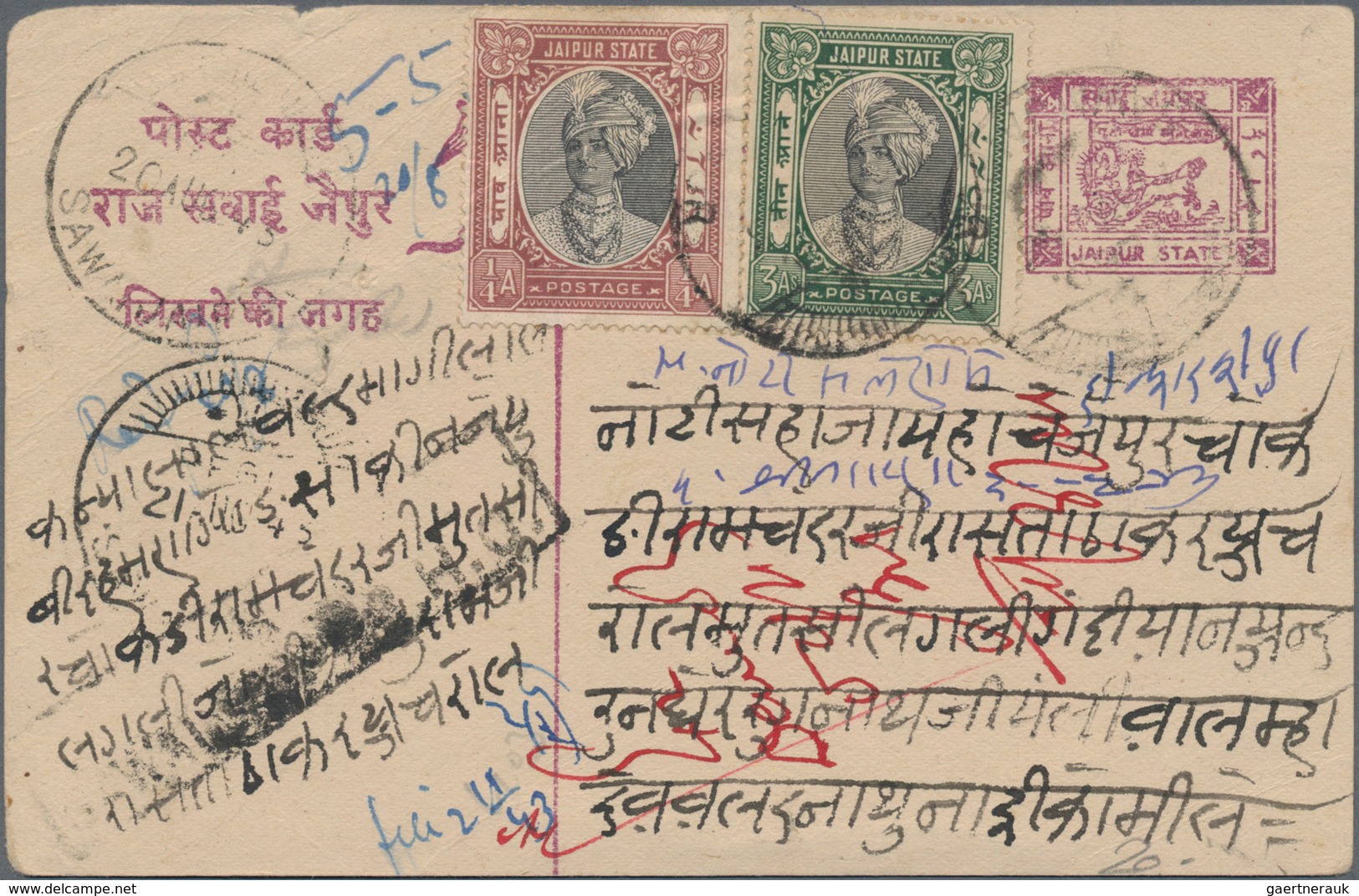 Indien - Feudalstaaten: 1880's-1940's: More Than 150 Covers, Postcards, Postal Stationery Items And - Otros & Sin Clasificación