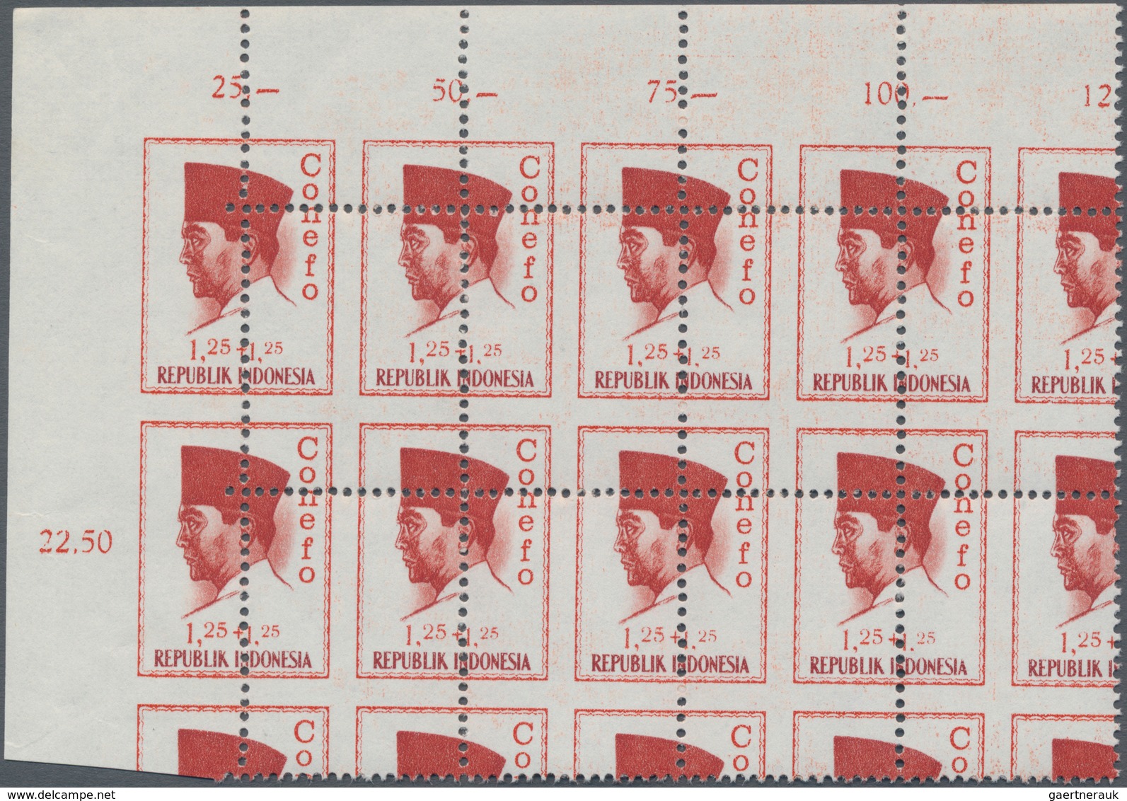Indonesien: 1965, Conference CONFEO ‚President Sukarno‘ 1.25+1.25rp. In A Lot With Approx. 120 Stamp - Indonesia