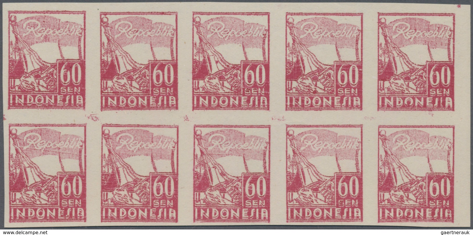 Indonesien - Lokalausgaben: 1946, YOGJAKARTA: Kris And Flag 60s. Carmine Lot With About 85 Stamps Mo - Indonesia
