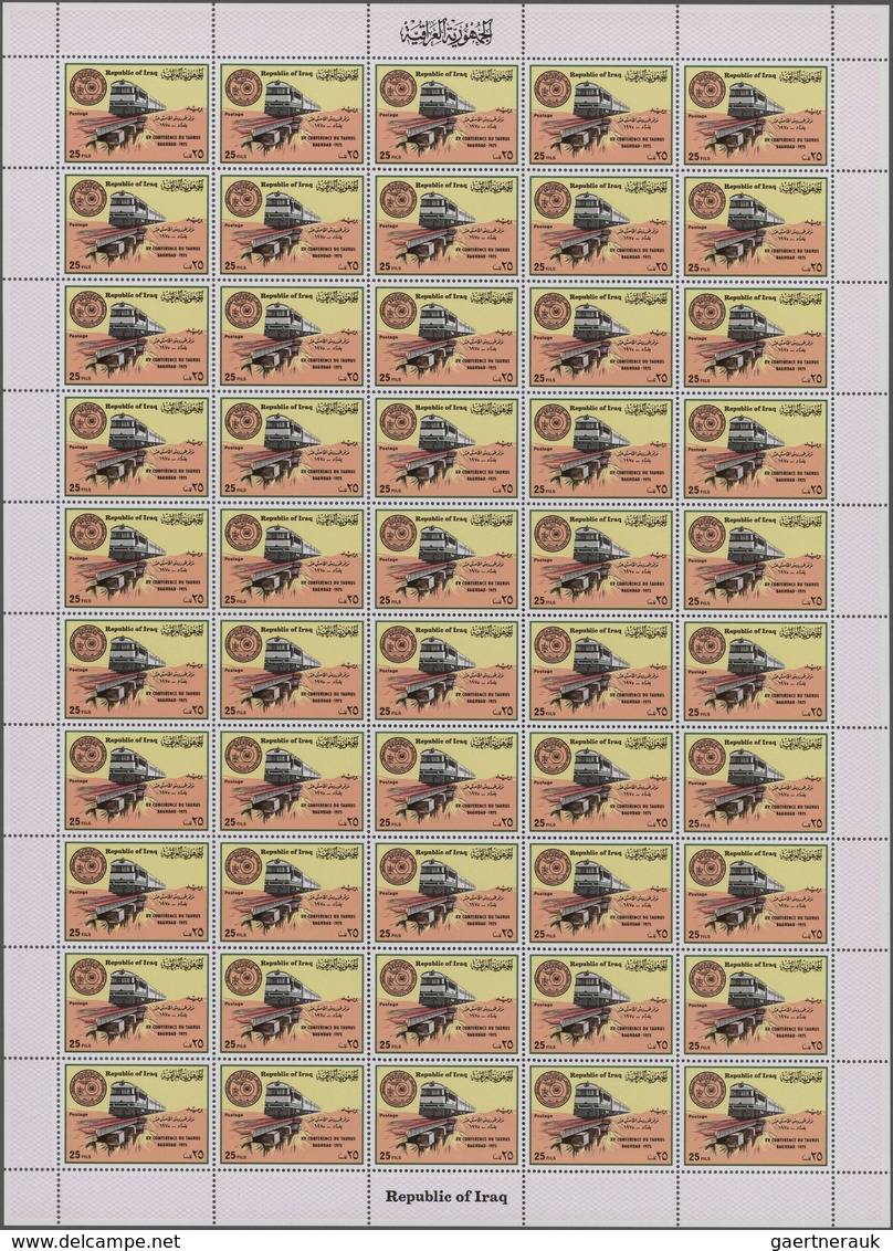 Irak: 1975, Taurus-Railway-Conference, 10 Full Sheets Of All Four Stamps Is In Total 500 Complete Se - Iraq