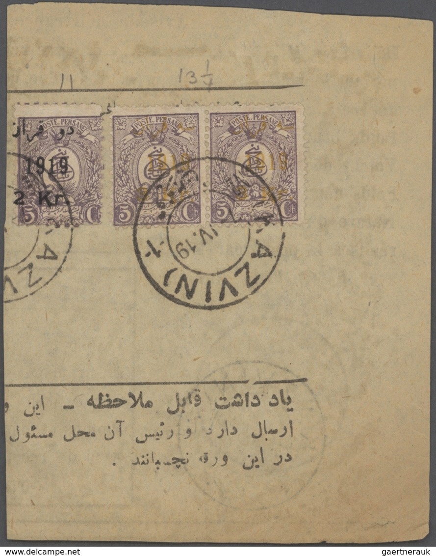 Iran: 1882-1928, Lot With Covers & Stationerys Including Early Overprinted Issues, Waybills, Pre Pai - Iran