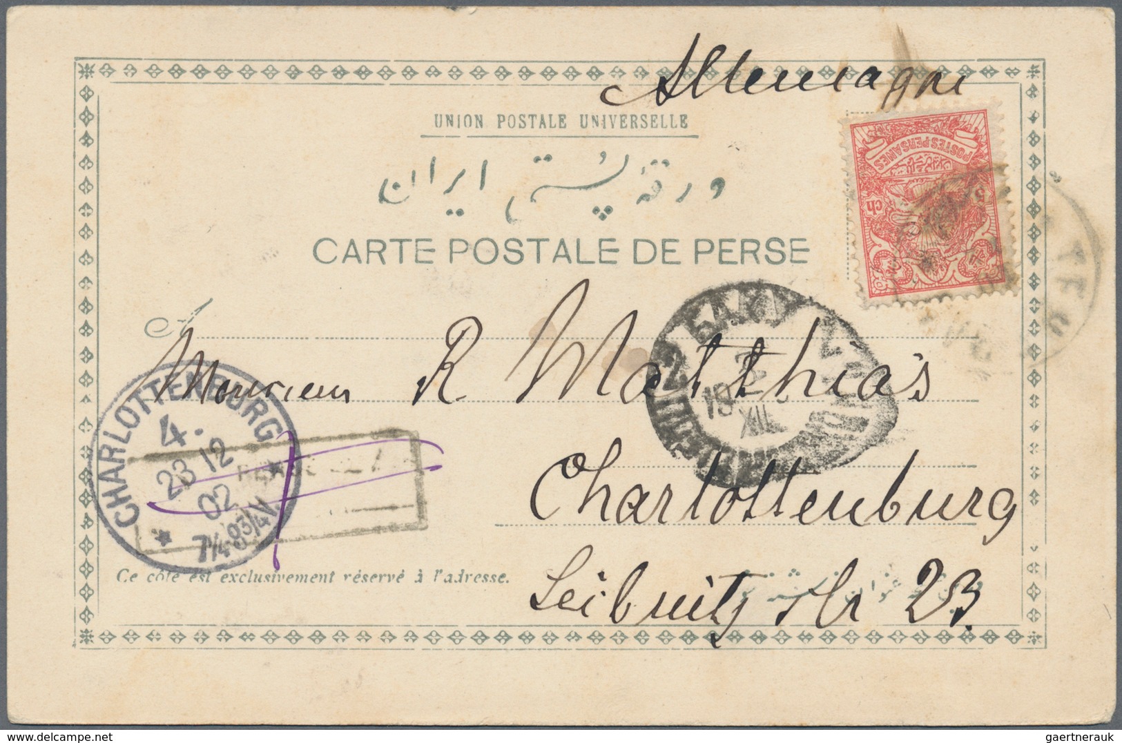Iran: 1891/1908, group of nine entires (covers, ppc and used stationeries with comprehensive message
