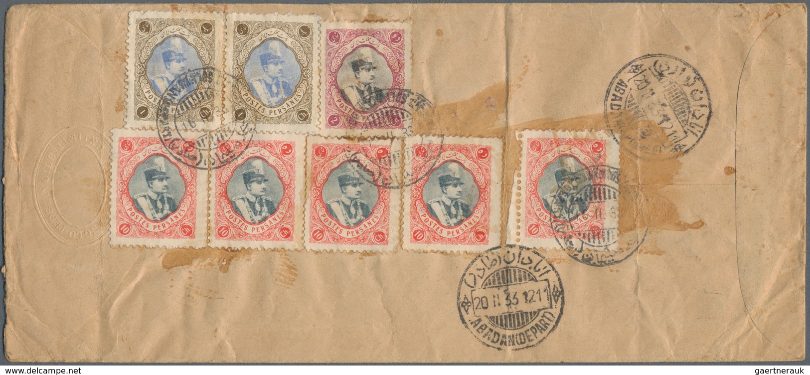 Iran: 1900-60 ca., 86 covers and 25 mint and used postal stationerys in album, first flights and air