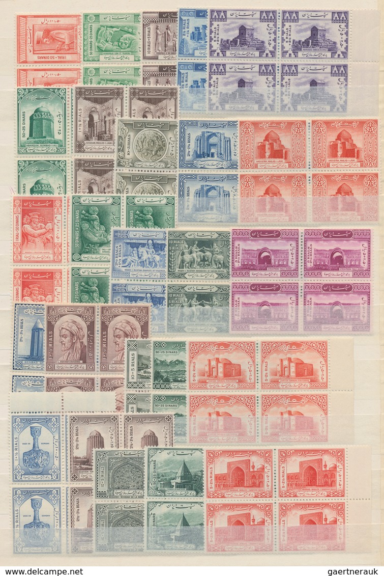 Iran: 1948/1954, Restoration Of Avicenna's Tomb, Complete Set Of 25 Values In Blocks Of Four, Mint N - Iran