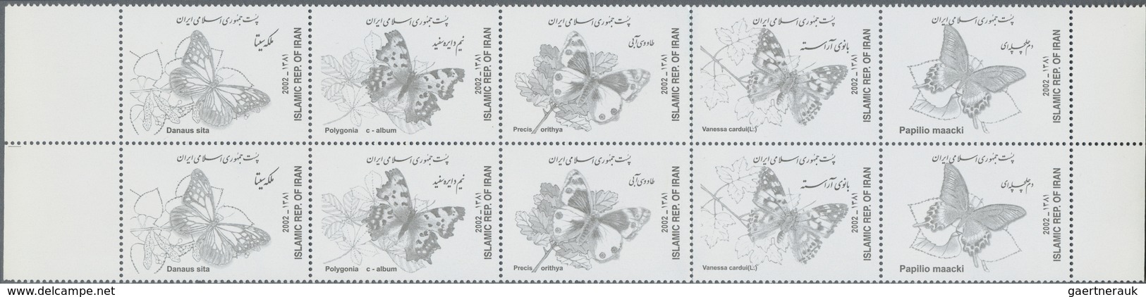 Iran: 2002/2004, Butterflies, MNH Assortment Of 40 Progressive Proofs (four Blocks Of Ten, Incl. Se- - Iran