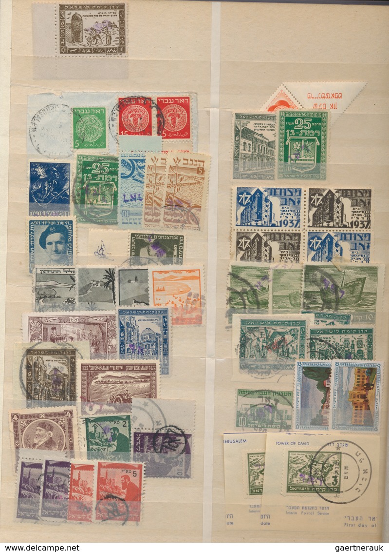 Israel: 1918/1987, Palestine/Interim Mail/Israel, Comprehensive Accumulation In Four Stockbooks With - Oblitérés (sans Tabs)