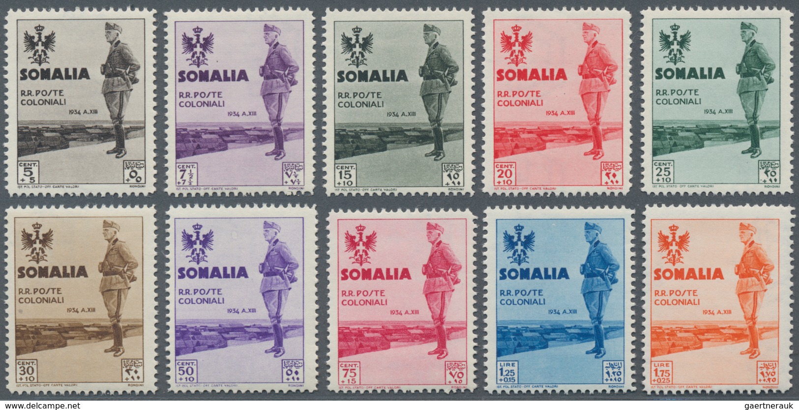 Italienisch-Somaliland: 1935, Visit Of King Victor Emanuel III. Part Set Of Ten 5c.+5c. To 1.75l.+25 - Somalia