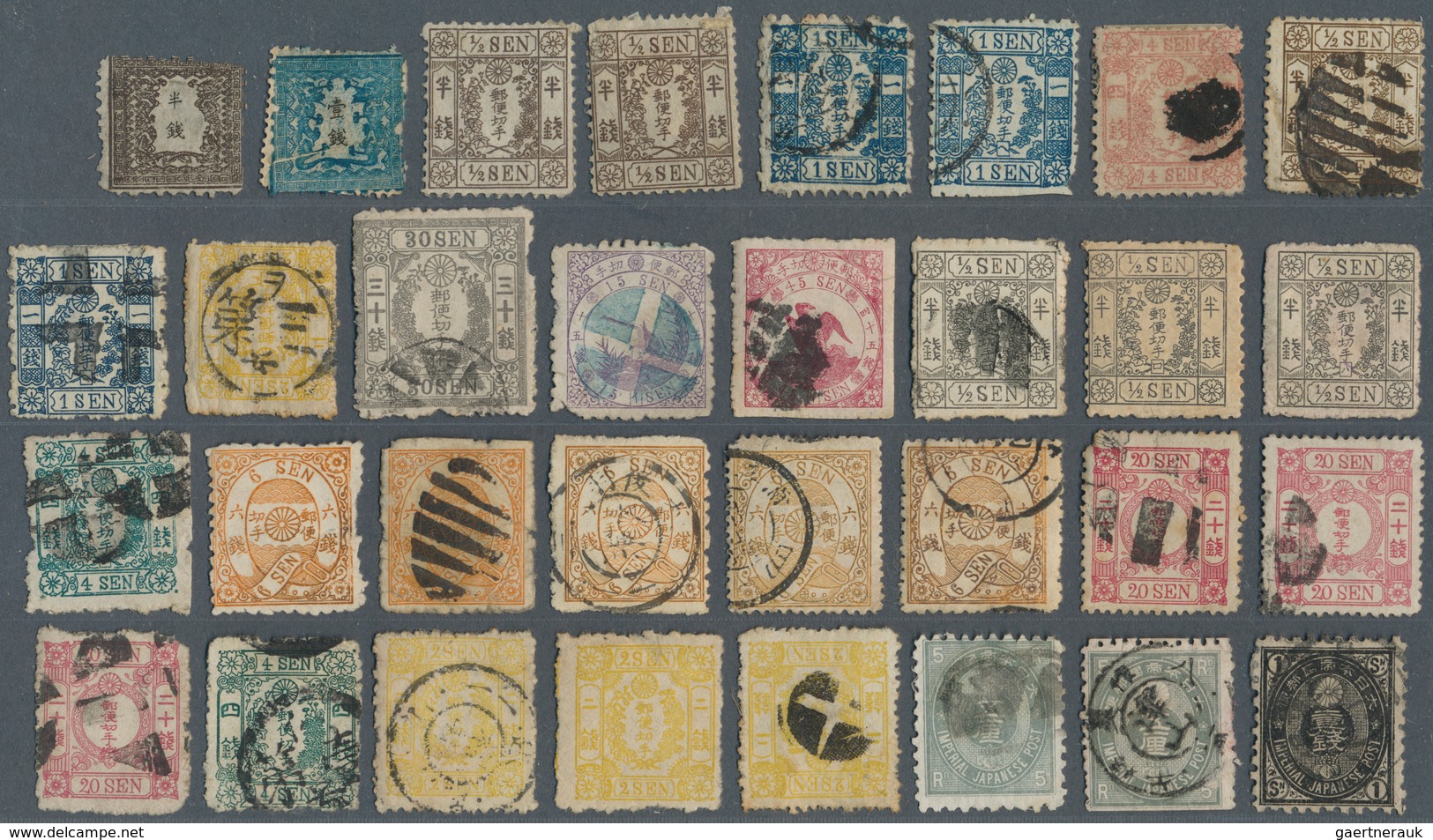 Japan: 1872/1937, Mainly Used On Approval Sheets, Old Pages, In Bags Etc. In Mixed Condition, But Al - Otros & Sin Clasificación