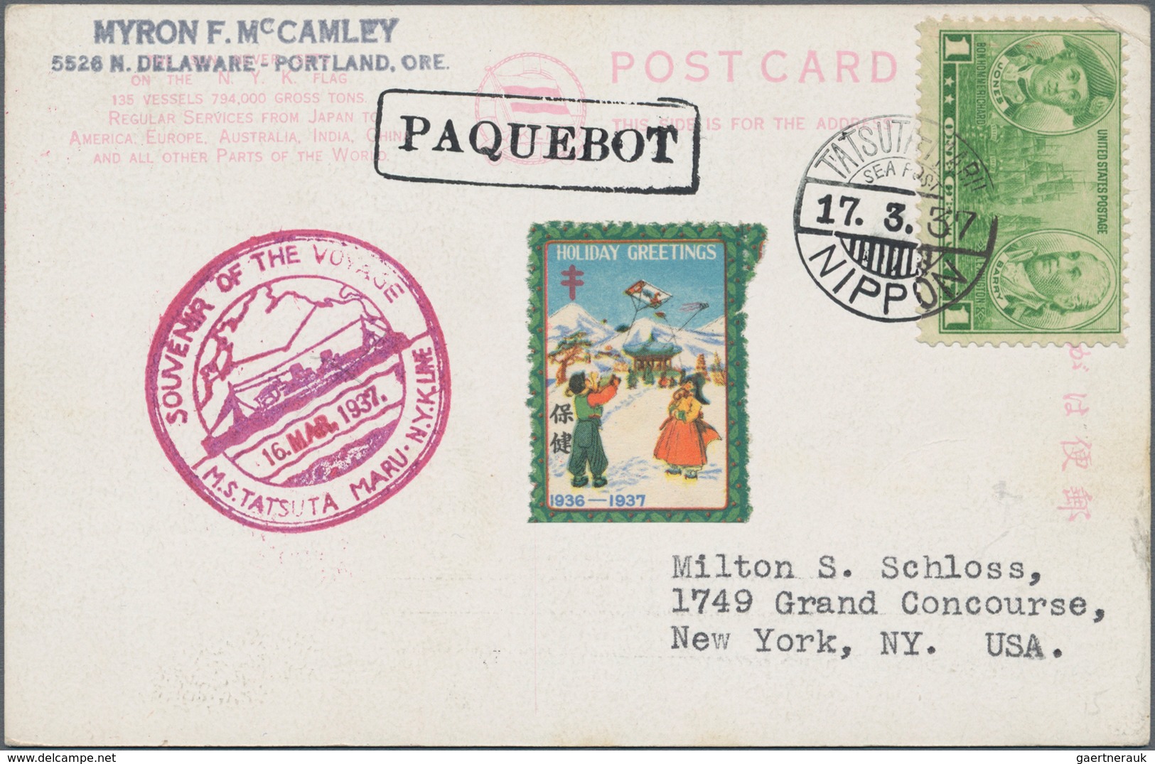 Japan: 1930/37 (ca.), Covers (6), Ppc (2) All Used With "Sea Post", "Paquebot" (Yokohama, Honolulu, - Otros & Sin Clasificación