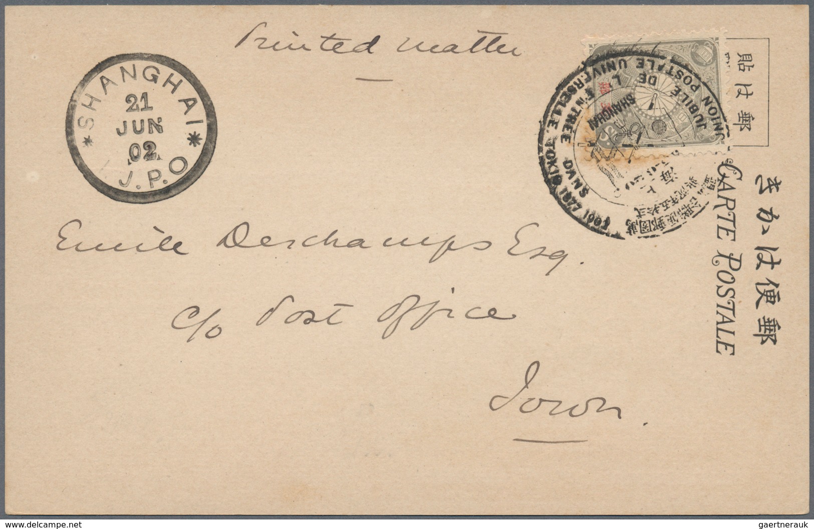 Japanische Post In China: 1900/19, Used Stationery (2) Ppc (4) And Cover With I.J.P.O. Postmarks. Al - 1943-45 Shanghái & Nankín