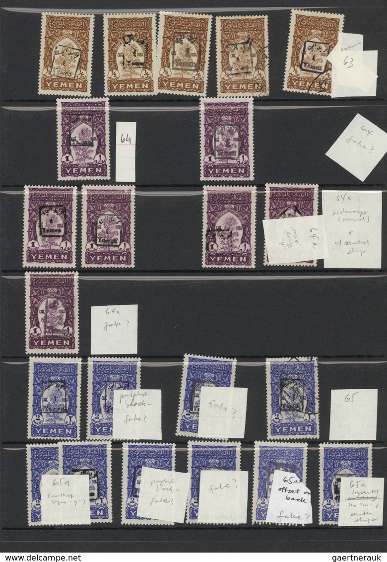 Jemen: 1939/1950 (ca.), HANDSTAMPS, Mainly Mint Specialiced Collection Of Apprx. 370 Stamps Bearing - Yemen