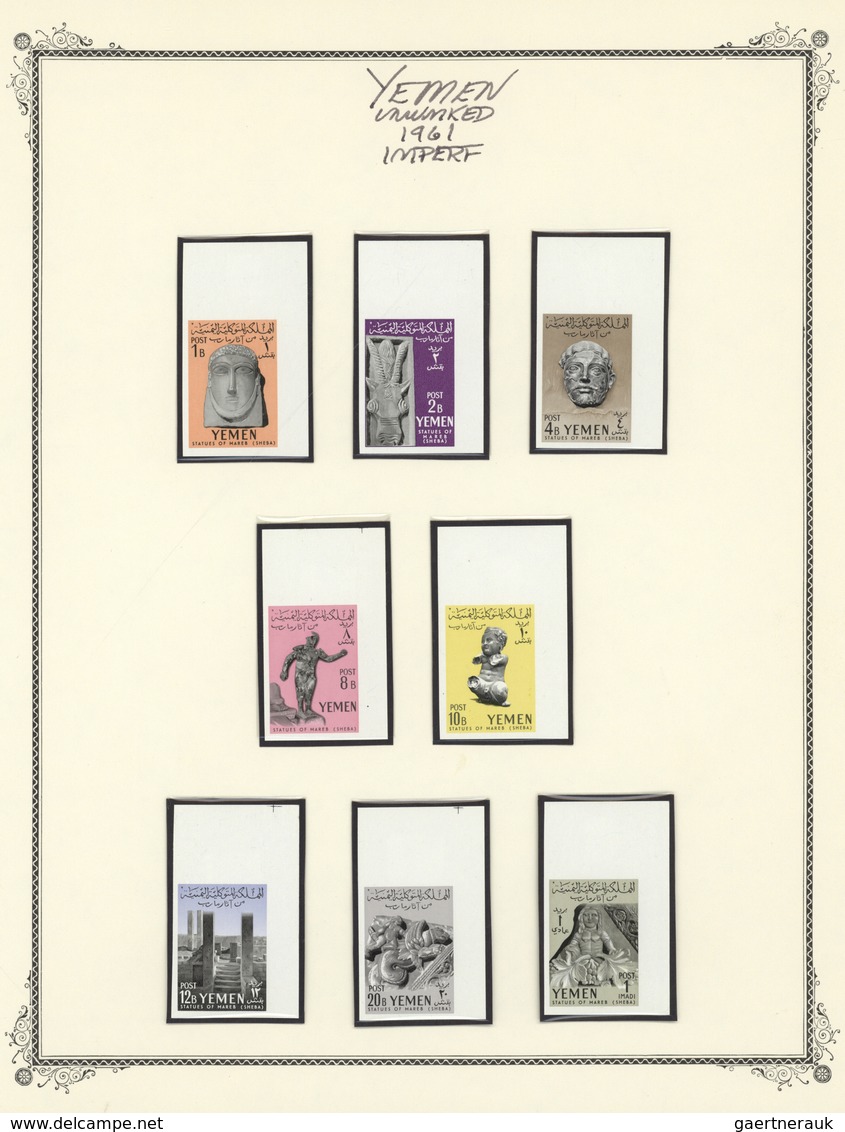 Jemen: 1947-62, Album With Specialized Collection With Perf And Imperf Stamps And Souvenir Sheets, C - Yémen