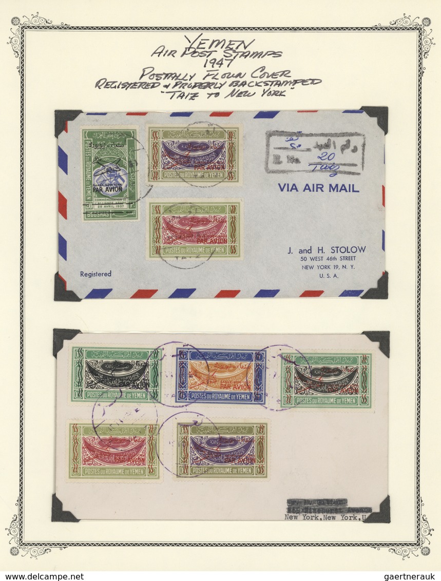 Jemen: 1947-62, Album With Specialized Collection With Perf And Imperf Stamps And Souvenir Sheets, C - Jemen