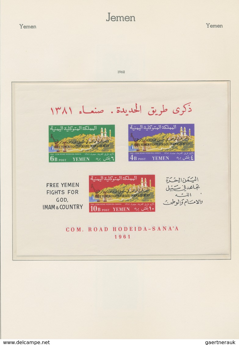 Jemen: 1959-67: Mint collection of almost all stamps and souvenir sheets, perforated and imperforate