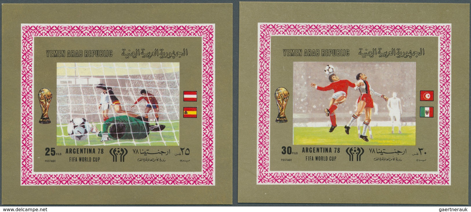 Jemen: 1980/1985, DE LUXE SHEETS, seven different issues with 25 complete sets of de luxe sheets eac