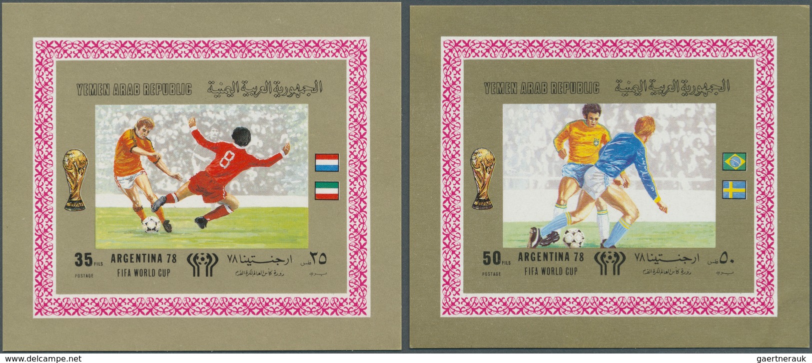 Jemen: 1980/1985, DE LUXE SHEETS, seven different issues with 25 complete sets of de luxe sheets eac