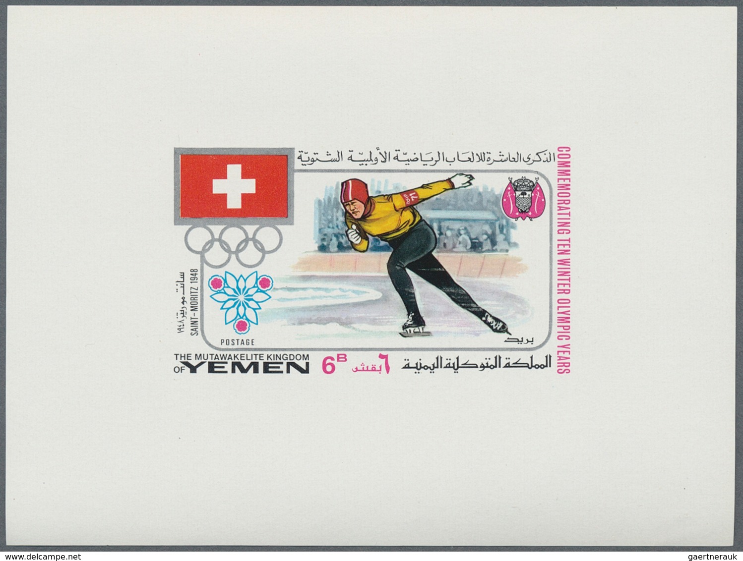 Jemen - Königreich: 1968, Winter OLYMPICS 1924-1968 'National flags and venues' complete set of 11 d