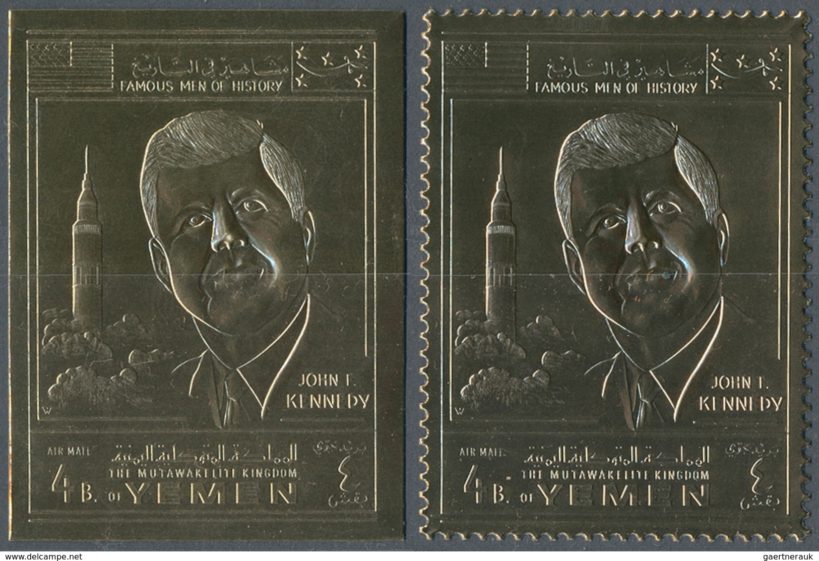 Jemen - Königreich: 1969, J. F. Kennedy, Perforated (more Than 500 Copies) And Imperf. Gold Foil Sta - Yemen