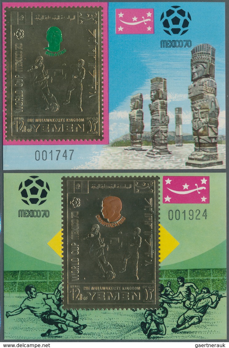 Jemen - Königreich: 1970, Football World Championship Mexico Imperf. Miniature Sheets 12b. Football - Jemen