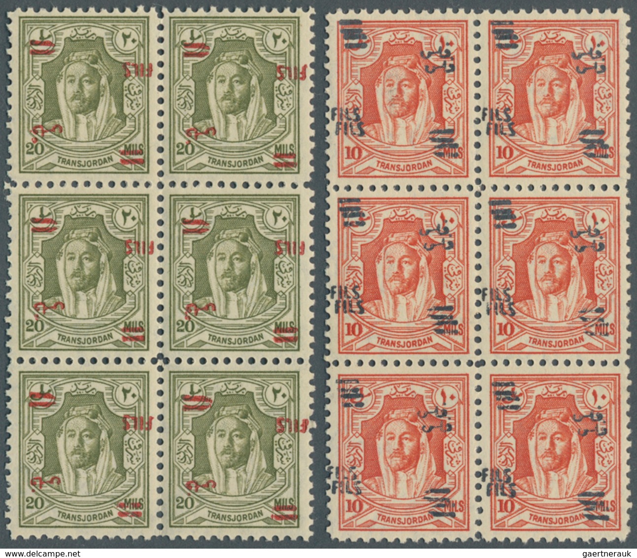 Jordanien: 1948-52, Collection Of Overprinted Issues Showing Varieties And Errors On Pairs And Block - Jordania