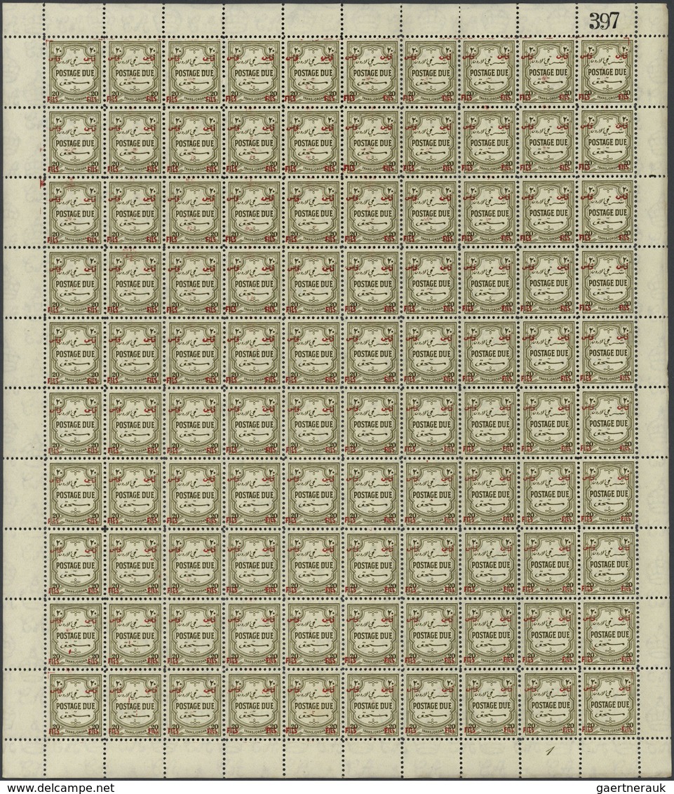 Jordanien - Portomarken: 1952/1957, U/m Assortment Of Complete Sheets: Michel Nos. 41, 42 C, 46, 47, - Jordanien