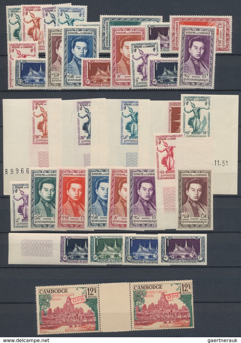 Kambodscha: 1951/1984, Mint Assortment Of Better Issues, E.g. 1951/1952 Definitives Complete Set + I - Camboya