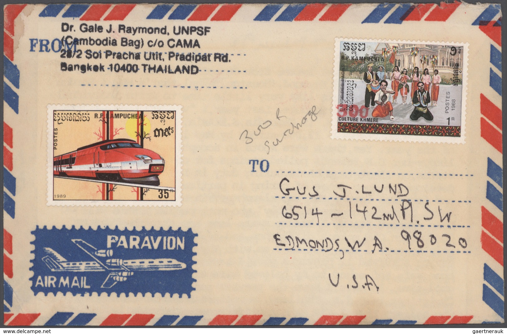 Kambodscha: 1971/89, Covers (11 Inc. One Inbound 1978 From US W. "service Temporarily Suspended" Aux - Cambodia