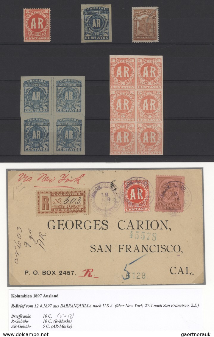 Kolumbien: 1897/1916, AVIS DE RECEPTION, Assortment Of Five Letters To Foreign Destinations, Two Fra - Colombie