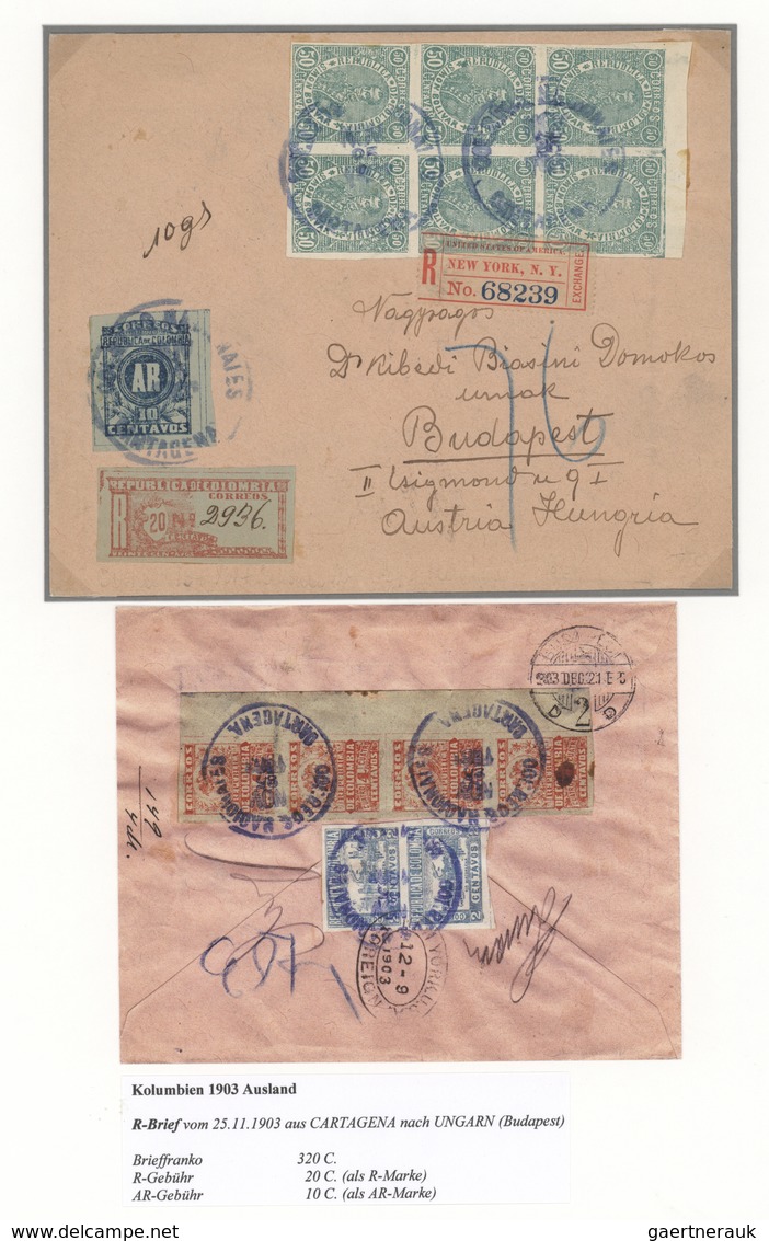 Kolumbien: 1897/1916, AVIS DE RECEPTION, Assortment Of Five Letters To Foreign Destinations, Two Fra - Colombia