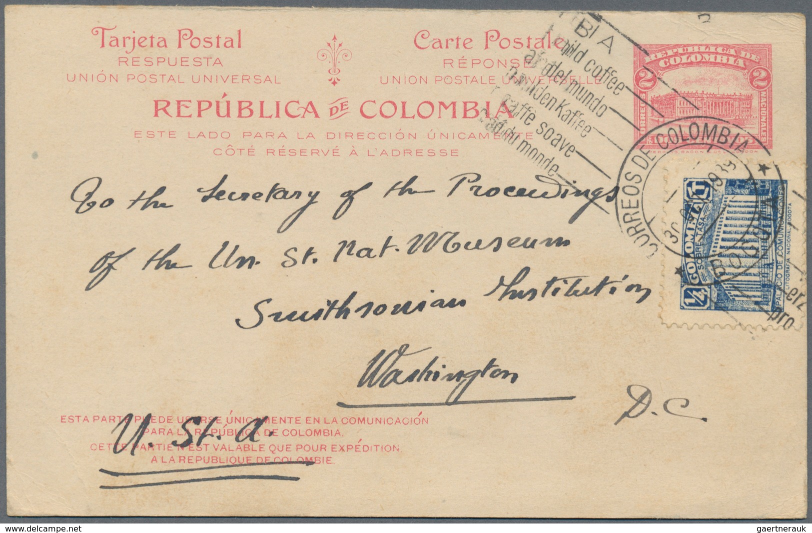 Kolumbien: 1905/62 (ca.), apprx. 80 covers plus two used stationery, mostly air mail to U.S. inc. ce