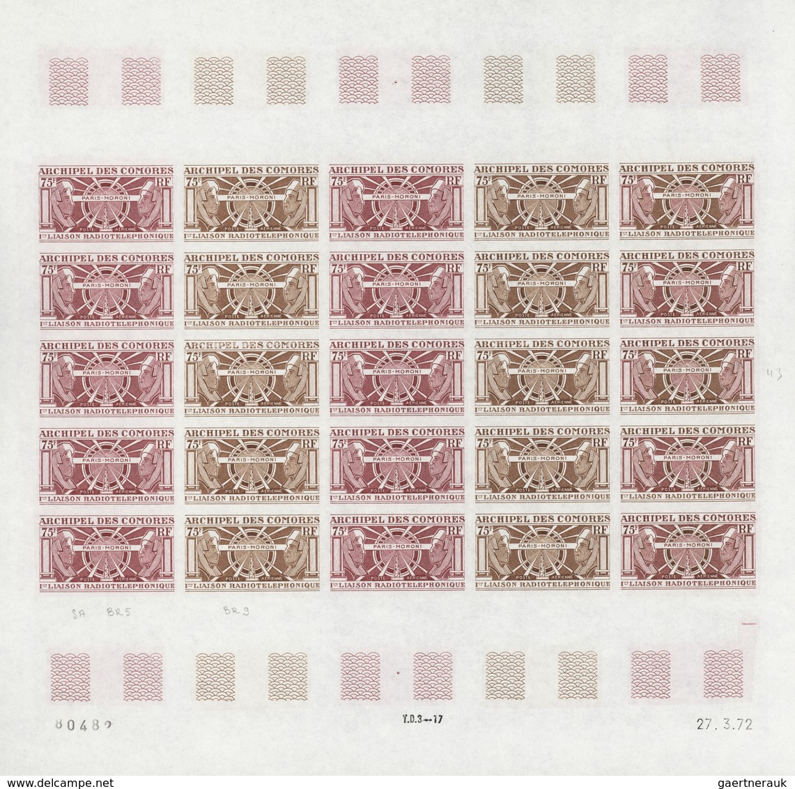 Komoren: 1970/1975, IMPERFORATE COLOUR PROOFS, MNH Collection Of 31 Complete Sheets (=690 Proofs), O - Comores (1975-...)