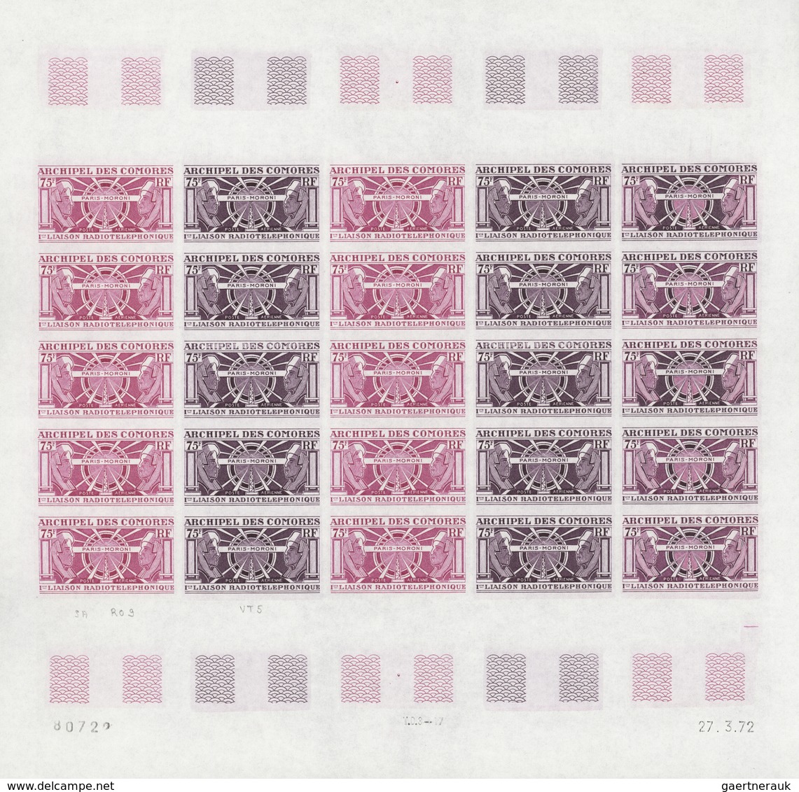 Komoren: 1970/1975, IMPERFORATE COLOUR PROOFS, MNH Collection Of 31 Complete Sheets (=690 Proofs), O - Comores (1975-...)