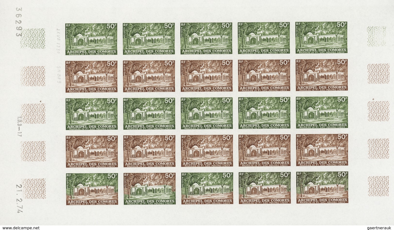 Komoren: 1970/1975, IMPERFORATE COLOUR PROOFS, MNH collection of 31 complete sheets (=690 proofs), o