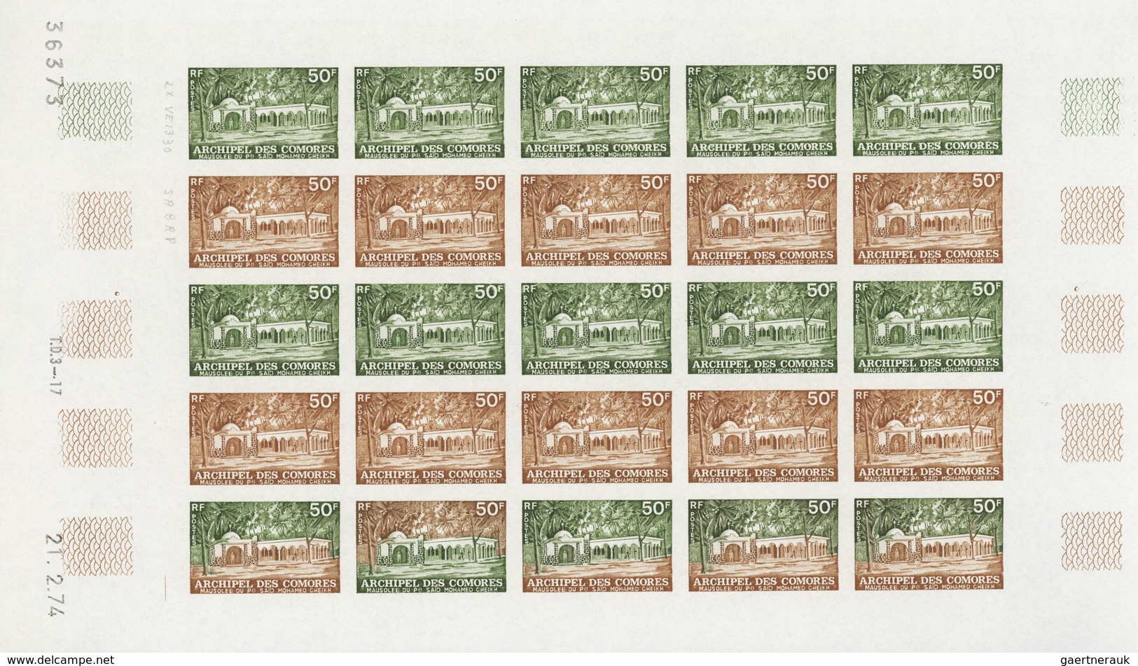 Komoren: 1970/1975, IMPERFORATE COLOUR PROOFS, MNH collection of 31 complete sheets (=690 proofs), o