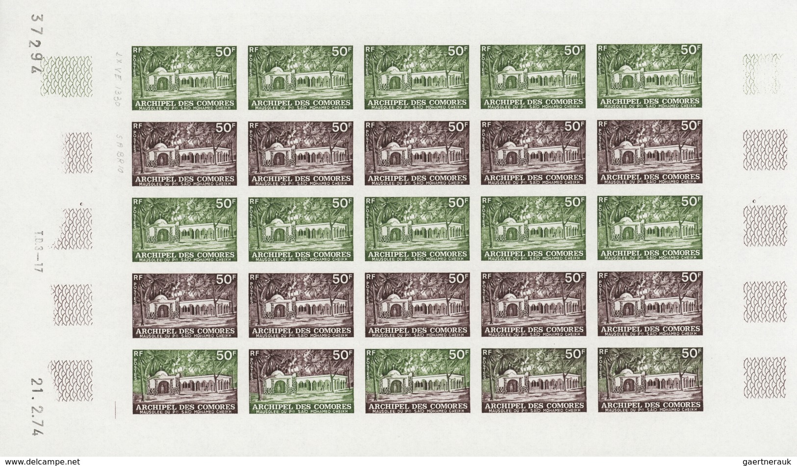 Komoren: 1970/1975, IMPERFORATE COLOUR PROOFS, MNH collection of 31 complete sheets (=690 proofs), o