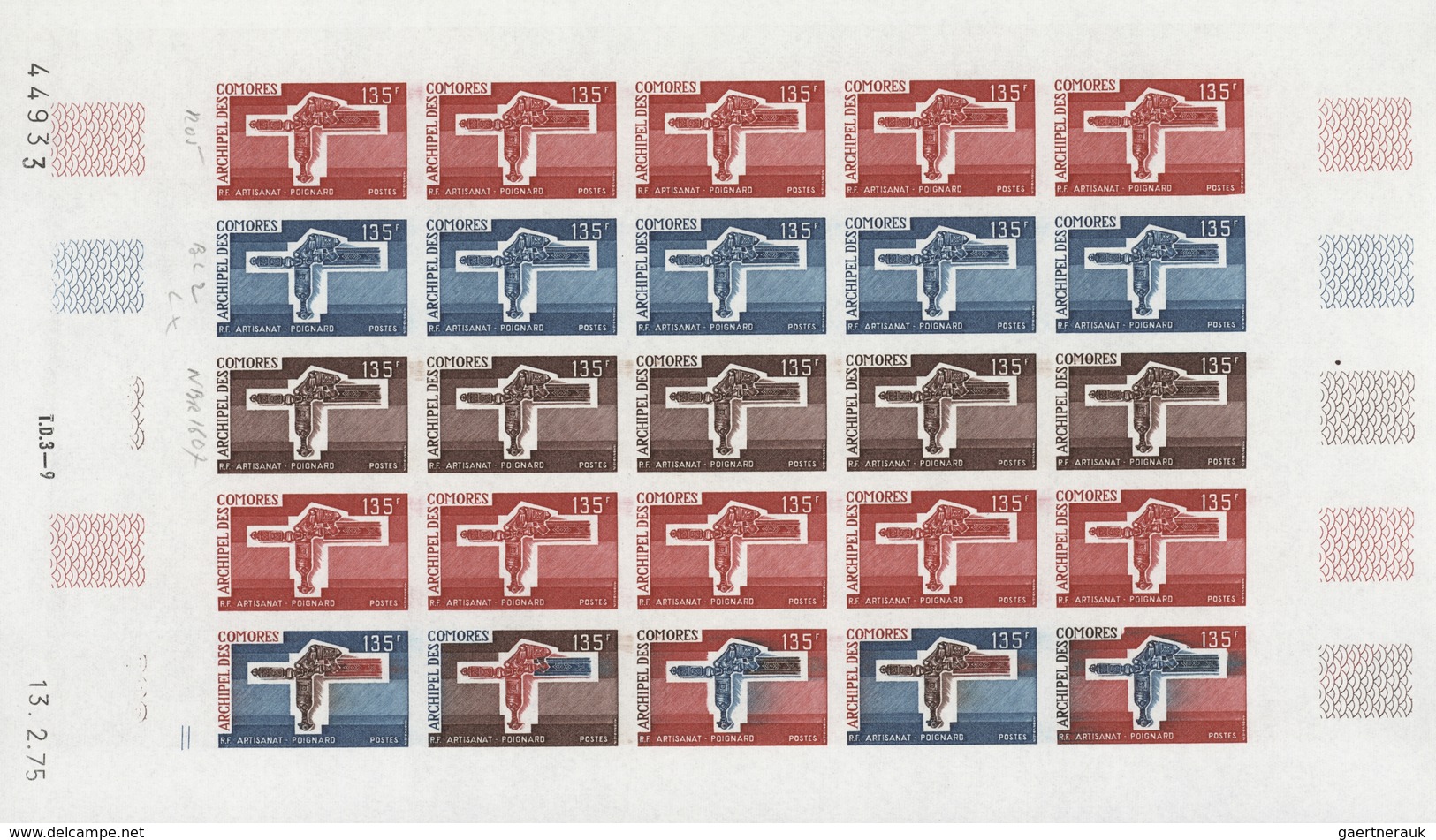 Komoren: 1970/1975, IMPERFORATE COLOUR PROOFS, MNH collection of 31 complete sheets (=690 proofs), o