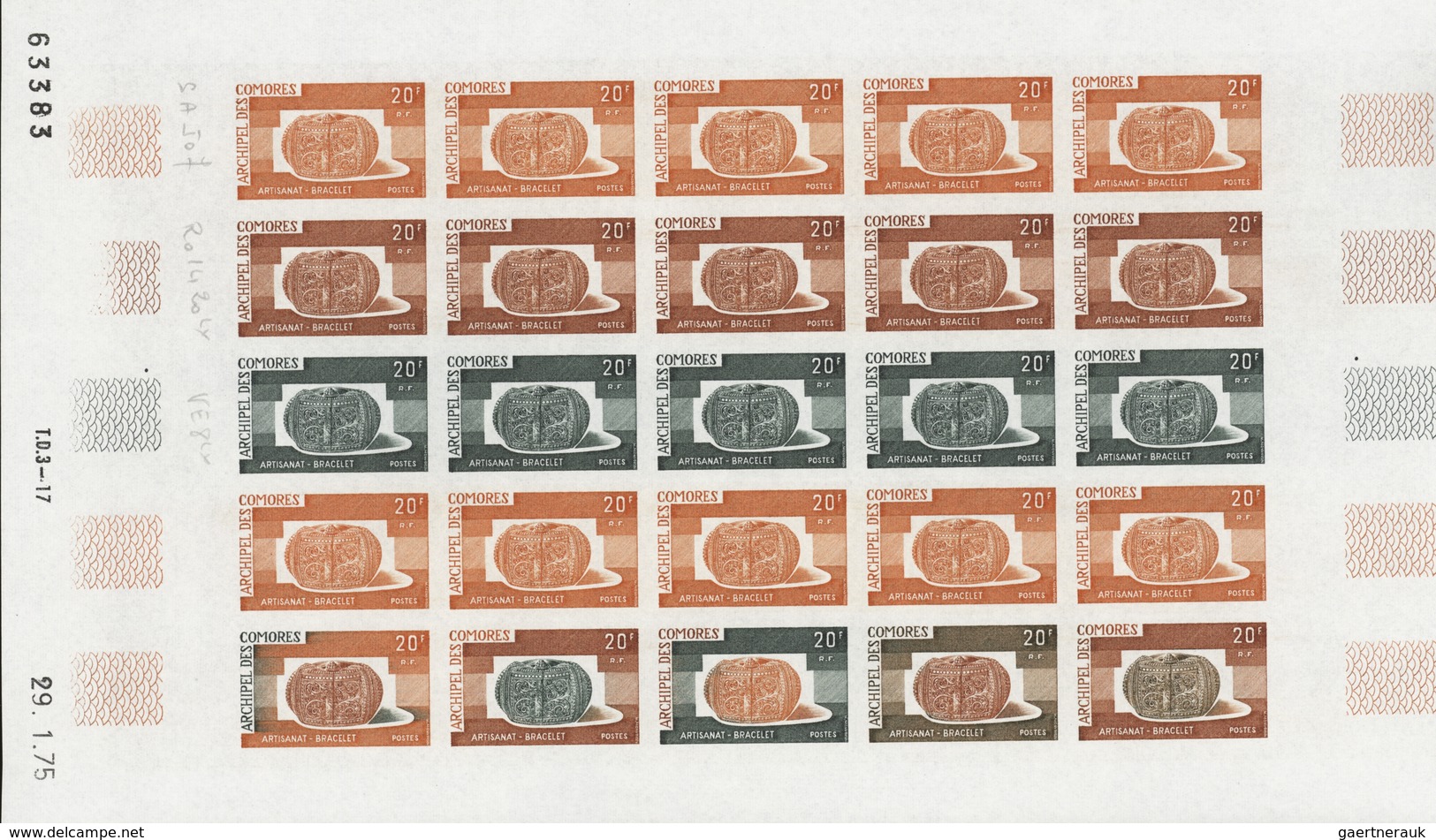 Komoren: 1970/1975, IMPERFORATE COLOUR PROOFS, MNH collection of 31 complete sheets (=690 proofs), o