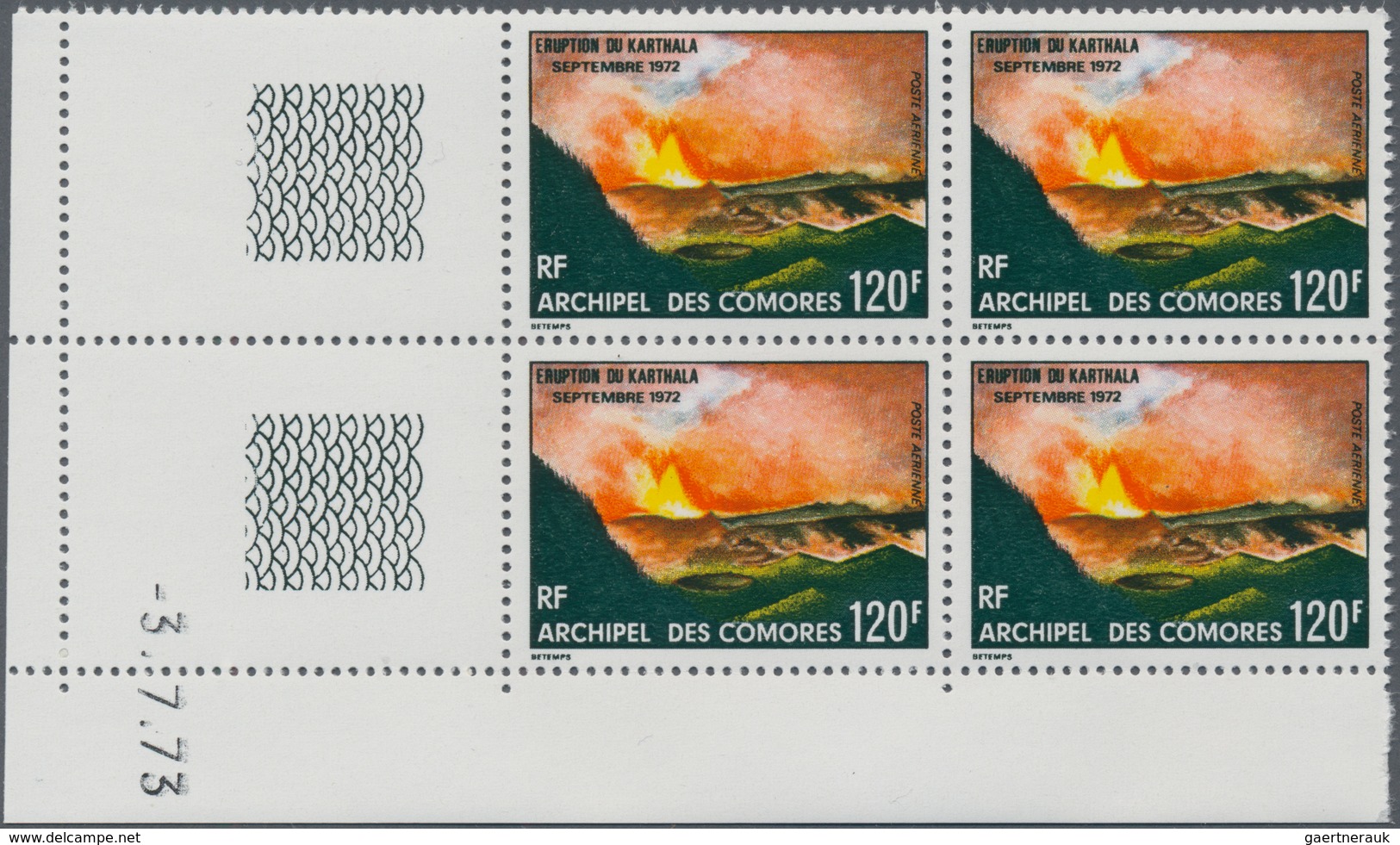 Komoren: 1973, Eruption Of Karthala Volcano 120fr. In An INVESTMENT LOT With About 1.600 Stamps Most - Isole Comore (1975-...)