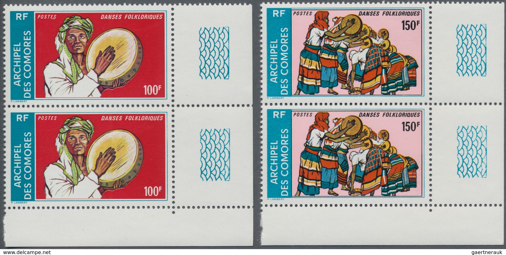 Komoren: 1975, Traditional Dances Complete Set Of Two In An Unbelievable INVESTMENT LOT With More Th - Comores (1975-...)