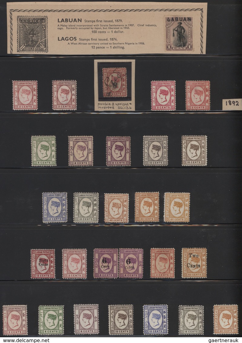 Labuan: 1880-1904: Mint And Used Collection Of More Than 250 Stamps Plus Four Covers And Postcards, - Otros & Sin Clasificación