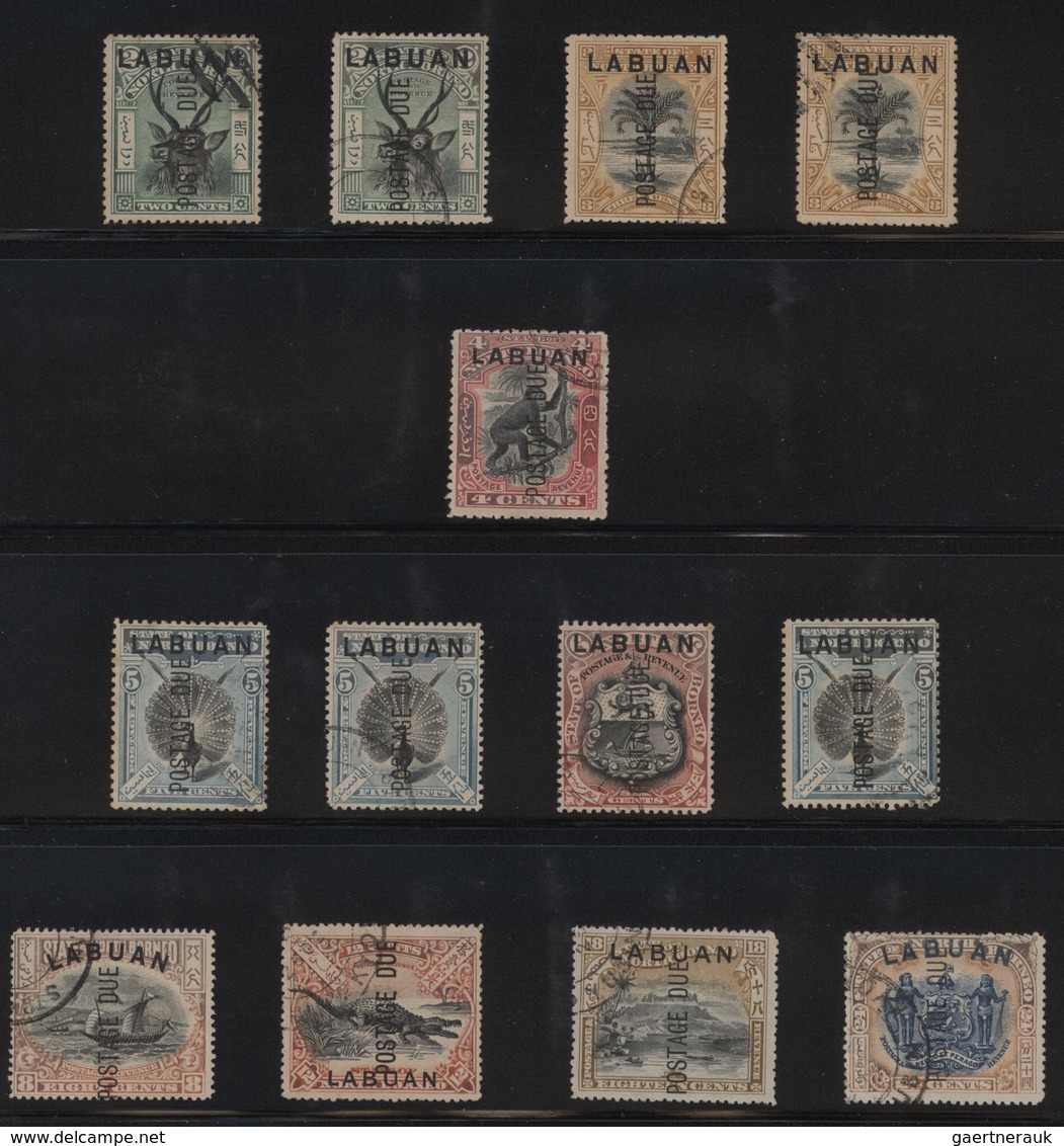 Labuan: 1880-1904: Mint And Used Collection Of More Than 250 Stamps Plus Four Covers And Postcards, - Otros & Sin Clasificación