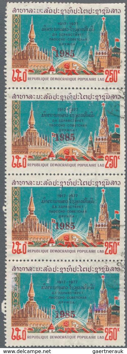 Laos: 1985, Year Date Surcharges, Lot Of Two Airmail Covers To Germany Bearing 50k. And Six Stamps 2 - Laos