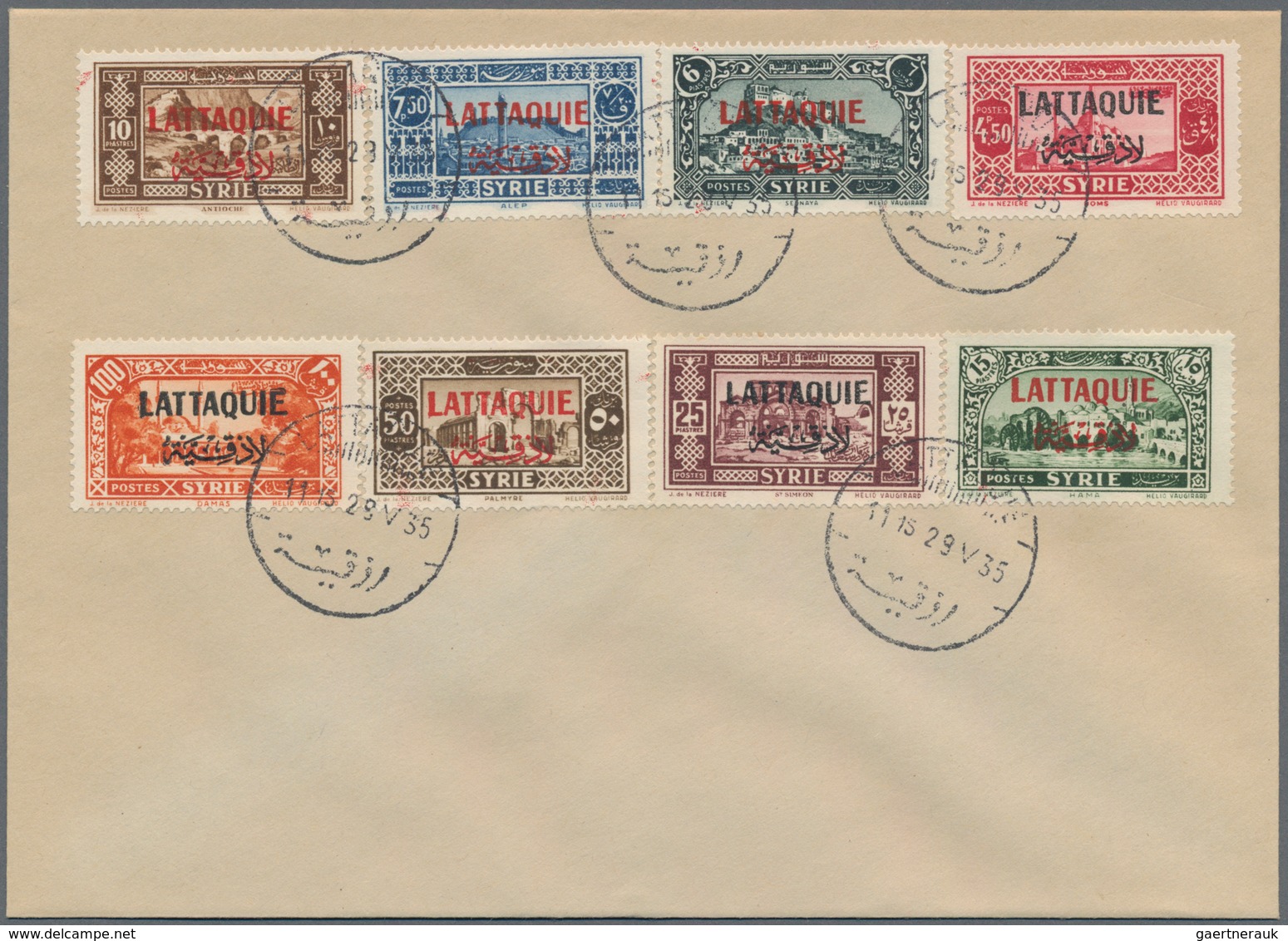 Latakia: 1924-35, Alaouites & Lattaquie 10 Covers With Complete Set Frankings (unadressed), Fine Gro - Cartas & Documentos