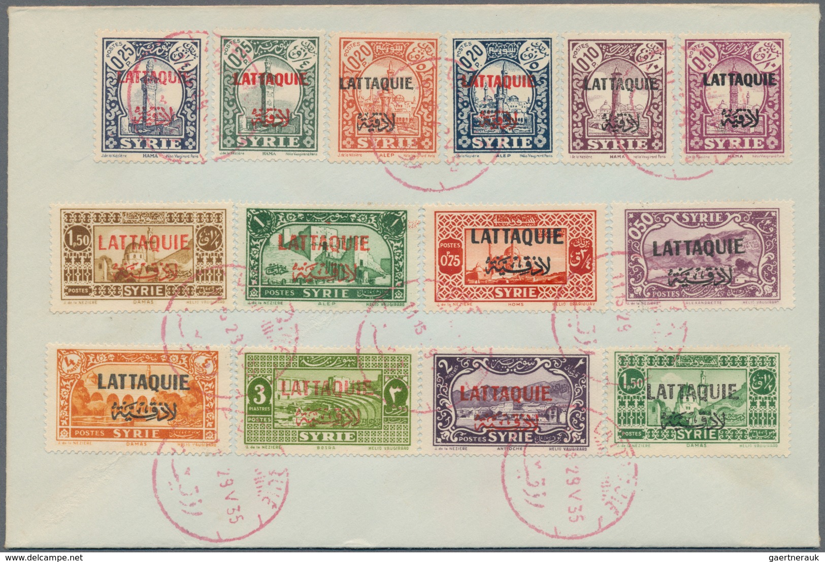 Latakia: 1924-35, Alaouites & Lattaquie 10 covers with complete set frankings (unadressed), fine gro