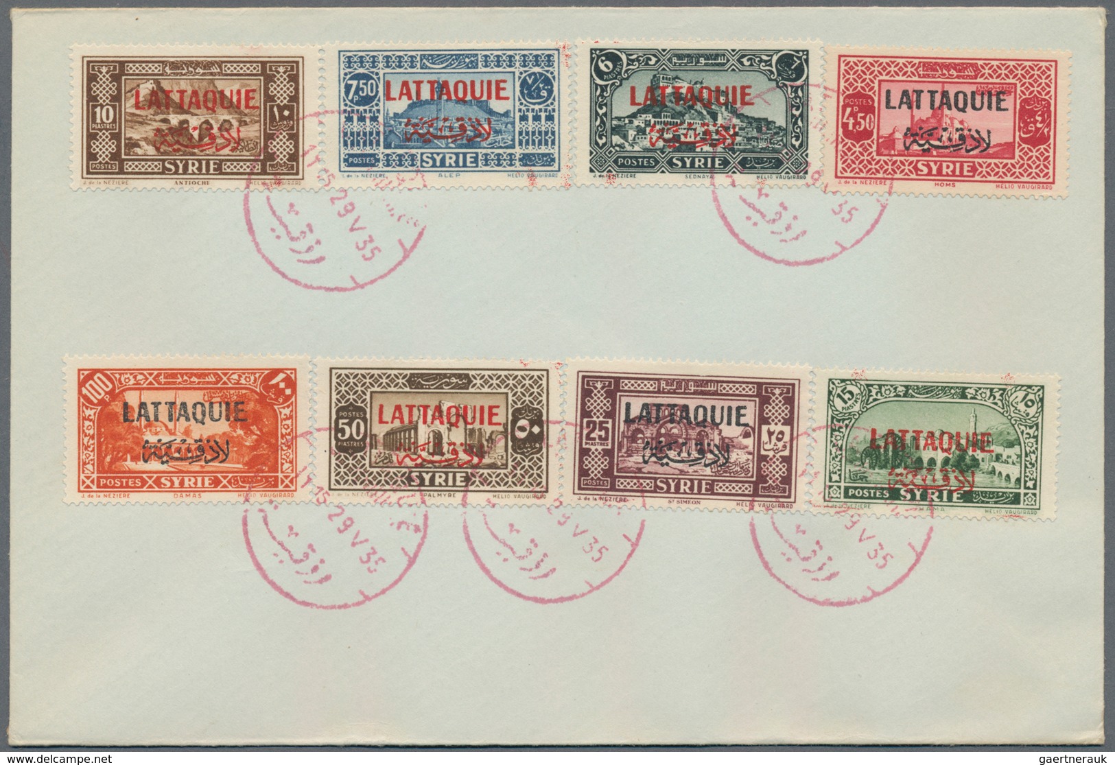 Latakia: 1924-35, Alaouites & Lattaquie 10 covers with complete set frankings (unadressed), fine gro