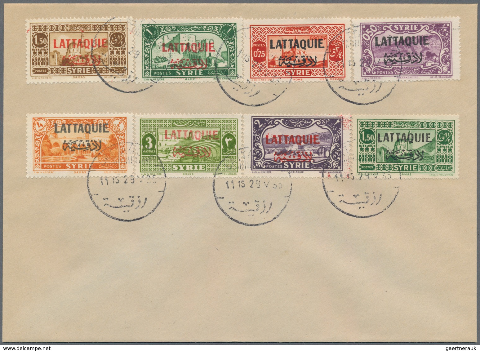 Latakia: 1924-35, Alaouites & Lattaquie 10 covers with complete set frankings (unadressed), fine gro