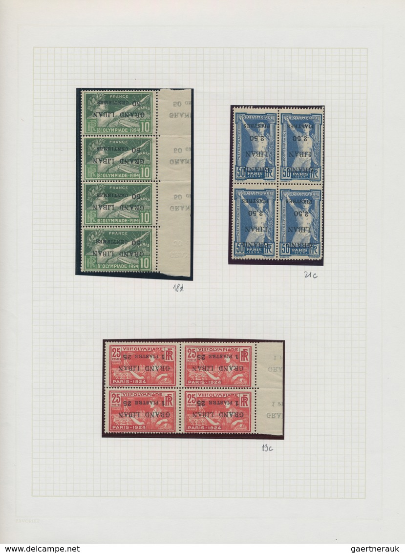 Libanon: 1924, Olympic Games Paris, INVERTED OVERPRINTS, 50c. On 10c., 1.25pi. On 25c. And 2.50pi. O - Libanon