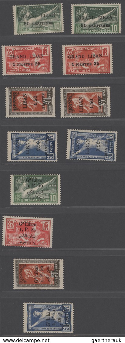 Libanon: 1924/1948, Mint Assortment On Stockpages, Incl. Two Sets 1924 Olympic Games French Overprin - Líbano