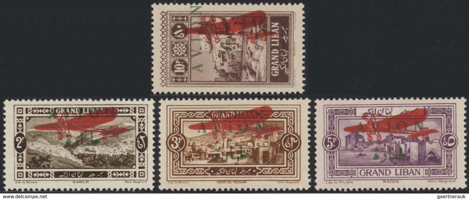 Libanon: 1924-45, Stock Of Mint Stamps And Blocks Including 1924 10c. & 30c. Pasteur, Surcharge Vari - Libanon